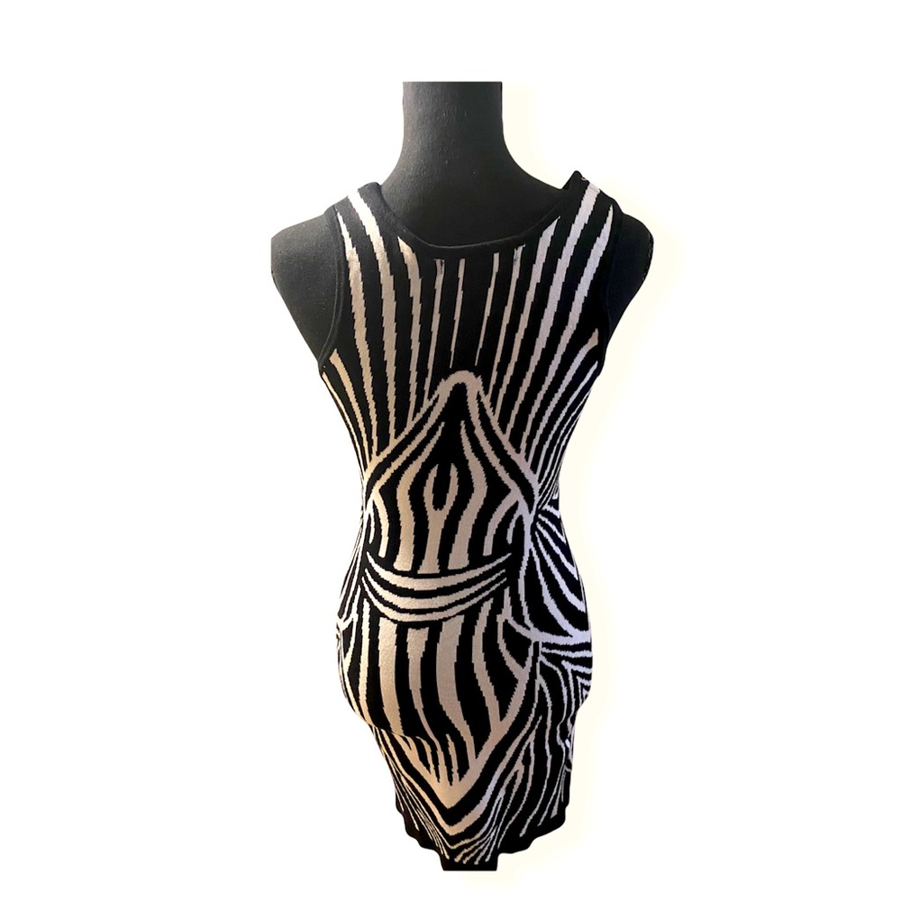 Black and white striped sweater dress